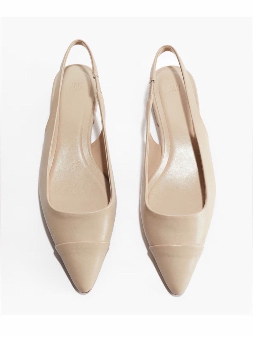 H&M Pointed Slingback Flats Light Beige Size 6 Preppy Casual Chic Spring